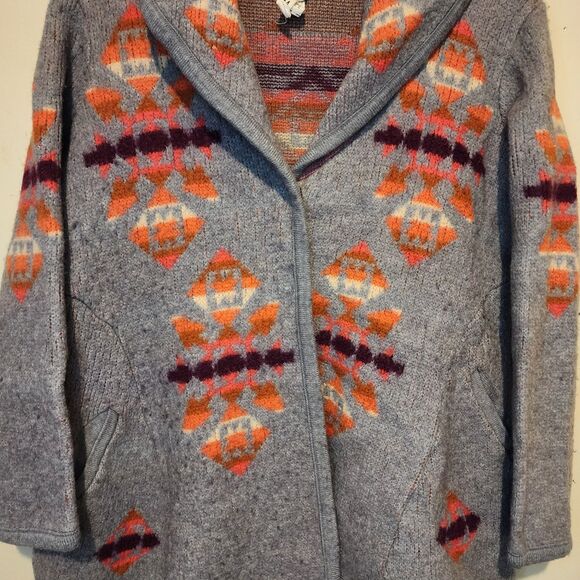 We The Free People Aztec Cardigan Sweater Womens Medium Wool Southwestern - Picture 3 of 13